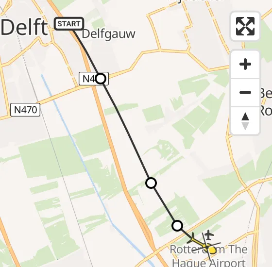 Vlucht Traumahelikopter PH-HVB van Delft naar Rotterdam The Hague Airport op zaterdag 5 oktober 2024 15:44