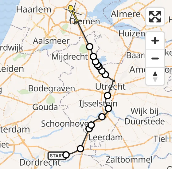 Vlucht Politiehelikopter PH-PXE van Sliedrecht naar Amsterdam op zaterdag 5 oktober 2024 16:06