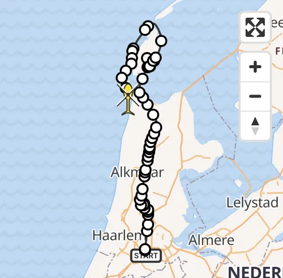 Vlucht Politiehelikopter PH-PXX van Schiphol naar Den Helder op zaterdag 5 oktober 2024 16:08