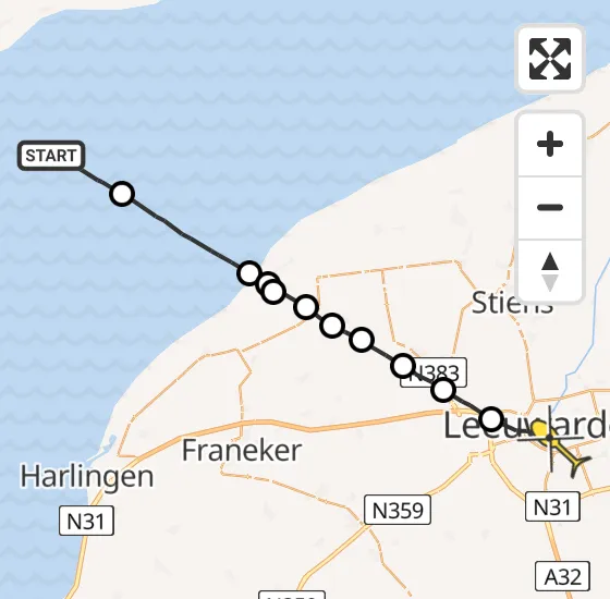 Vlucht Ambulancehelikopter PH-OOP van Oosterend naar Leeuwarden op zaterdag 5 oktober 2024 16:31