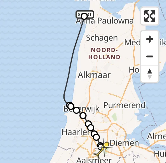 Vlucht Politiehelikopter PH-PXX van Den Helder naar Schiphol op zaterdag 5 oktober 2024 17:05