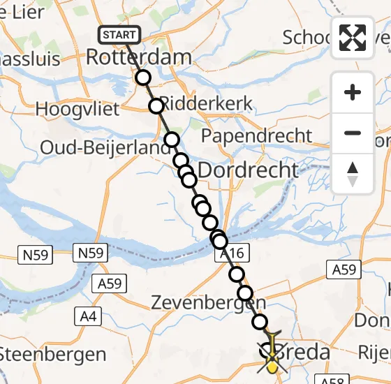 Vlucht Traumahelikopter PH-HVB van Rotterdam The Hague Airport naar Breda op zaterdag 5 oktober 2024 17:07