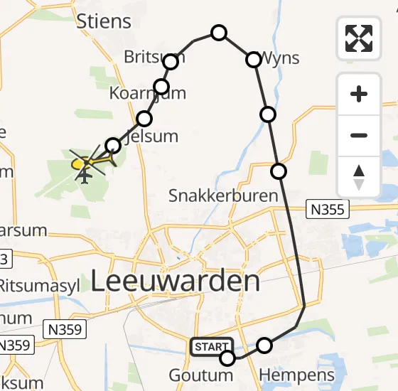 Vlucht Ambulancehelikopter PH-OOP van Leeuwarden naar Vliegbasis Leeuwarden op zaterdag 5 oktober 2024 17:20