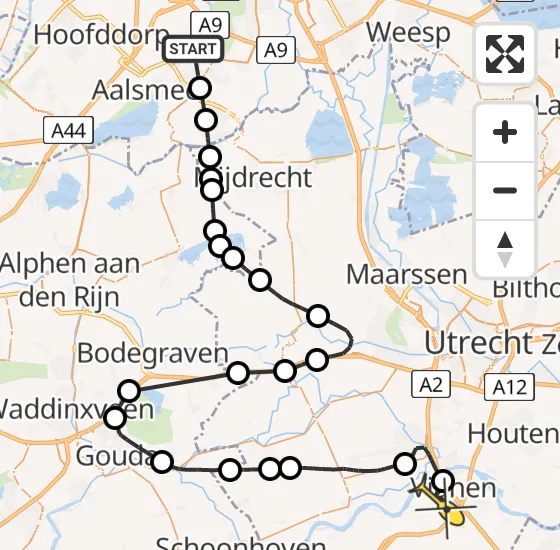 Vlucht Politiehelikopter PH-PXE van Aalsmeer naar Vianen op zaterdag 5 oktober 2024 19:09