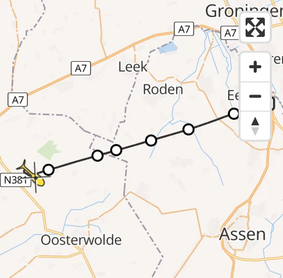 Vlucht Traumahelikopter PH-TTR van Groningen Airport Eelde naar Wijnjewoude op zaterdag 5 oktober 2024 19:25