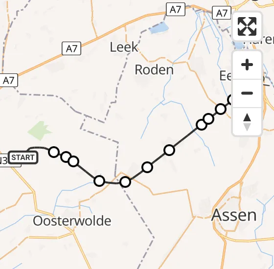 Vlucht Traumahelikopter PH-TTR van Wijnjewoude naar Groningen Airport Eelde op zaterdag 5 oktober 2024 19:52