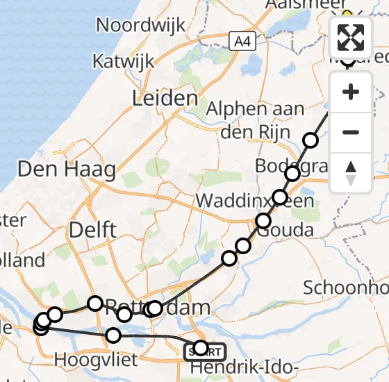 Vlucht Politiehelikopter PH-PXE van Ridderkerk naar Uithoorn op zaterdag 5 oktober 2024 20:02