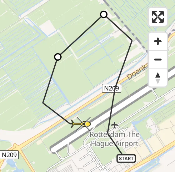 Vlucht Traumahelikopter PH-HVB van Rotterdam The Hague Airport naar Rotterdam The Hague Airport op zaterdag 5 oktober 2024 20:51