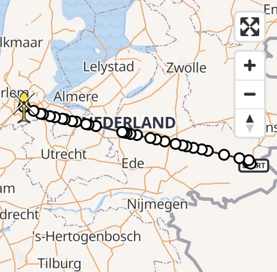 Vlucht Politiehelikopter PH-PXX van Groenlo naar Schiphol op zaterdag 5 oktober 2024 22:02