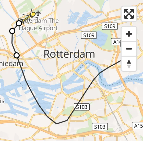 Vlucht Traumahelikopter PH-HVB van Rotterdam naar Rotterdam The Hague Airport op zaterdag 5 oktober 2024 23:52