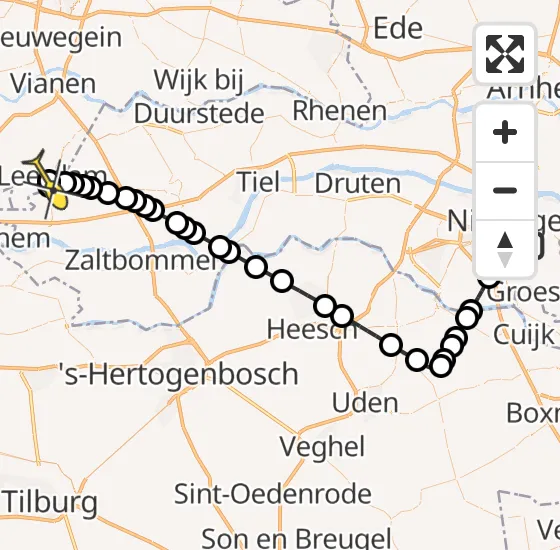 Vlucht Traumahelikopter PH-DOC van Radboud Universitair Medisch Centrum naar Leerdam op zondag 6 oktober 2024 1:53