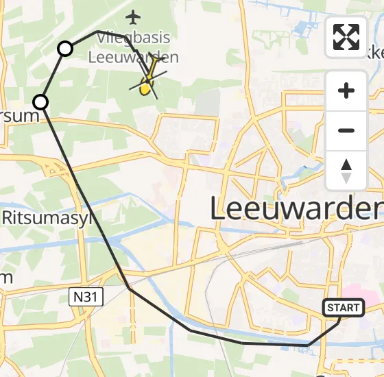 Vlucht Ambulancehelikopter PH-OOP van Leeuwarden naar Vliegbasis Leeuwarden op zondag 6 oktober 2024 2:18