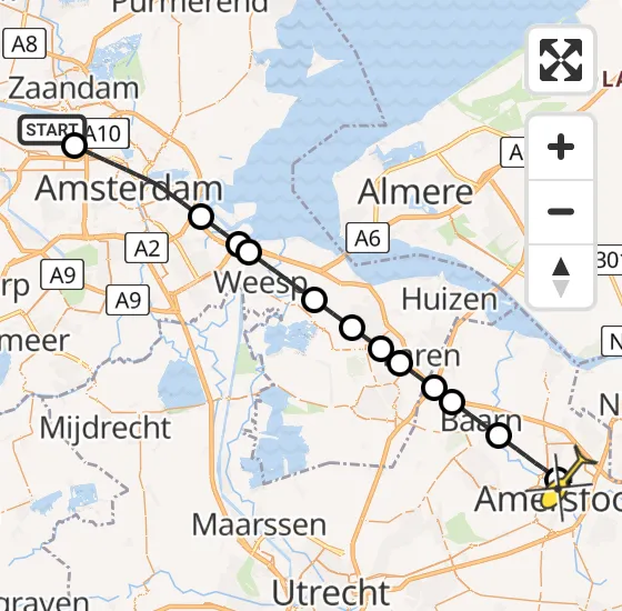 Vlucht Traumahelikopter PH-LLN van Amsterdam Heliport naar Amersfoort op zondag 6 oktober 2024 6:30