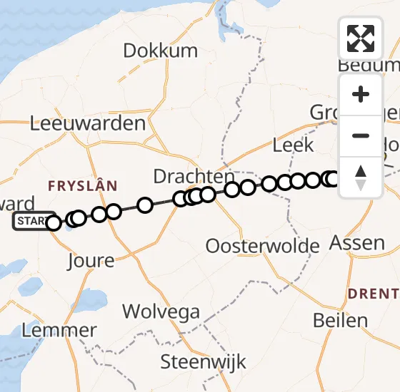 Vlucht Traumahelikopter PH-TTR van Sneek naar Groningen Airport Eelde op zondag 6 oktober 2024 8:14