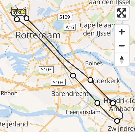 Vlucht Traumahelikopter PH-HVB van Rotterdam The Hague Airport naar Rotterdam The Hague Airport op zondag 6 oktober 2024 8:25