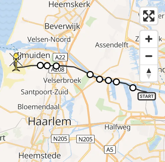 Vlucht Traumahelikopter PH-LLN van Amsterdam Heliport naar IJmuiden op zondag 6 oktober 2024 9:23