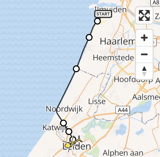 Vlucht Traumahelikopter PH-LLN van IJmuiden naar Leiden op zondag 6 oktober 2024 9:45