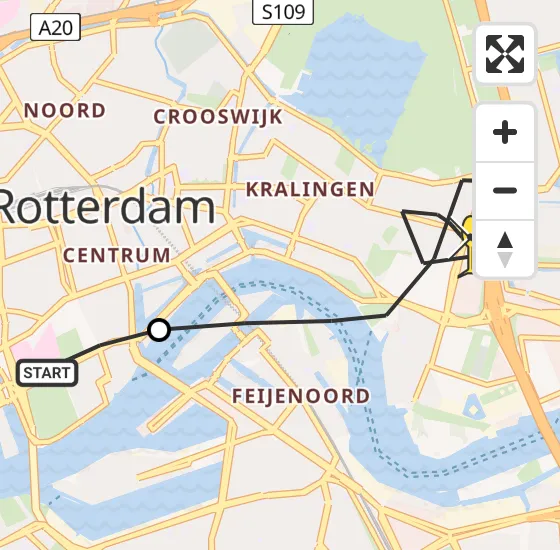 Vlucht Traumahelikopter PH-HVB van Erasmus MC naar Rotterdam op zondag 6 oktober 2024 10:49