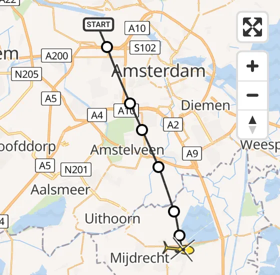 Vlucht Traumahelikopter PH-LLN van Amsterdam Heliport naar Vinkeveen op zondag 6 oktober 2024 11:13