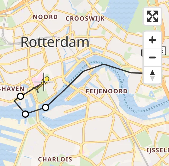 Vlucht Traumahelikopter PH-HVB van Rotterdam naar Erasmus MC op zondag 6 oktober 2024 11:13