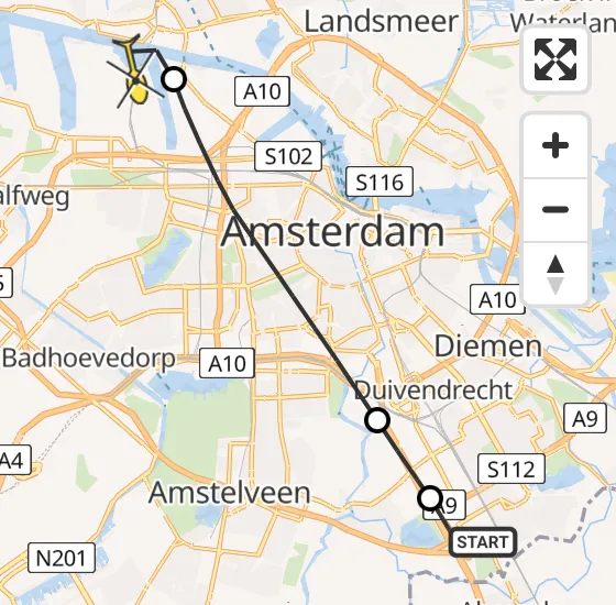 Vlucht Traumahelikopter PH-LLN van Academisch Medisch Centrum (AMC) naar Amsterdam Heliport op zondag 6 oktober 2024 12:23