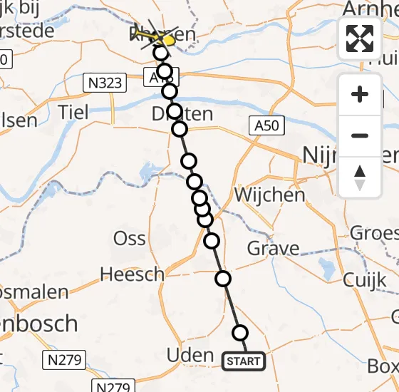 Vlucht Traumahelikopter PH-DOC van Vliegbasis Volkel naar Rhenen op zondag 6 oktober 2024 13:11