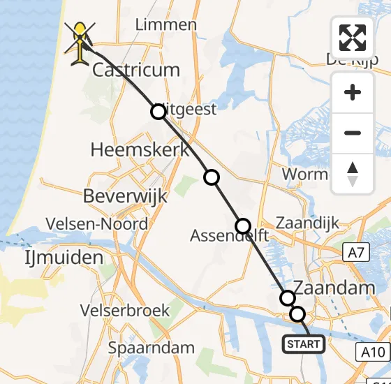 Vlucht Traumahelikopter PH-LLN van Amsterdam Heliport naar Castricum op zondag 6 oktober 2024 13:43