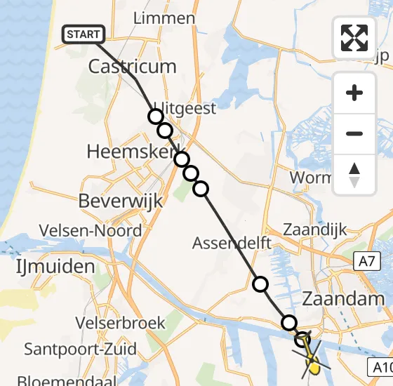 Vlucht Traumahelikopter PH-LLN van Castricum naar Amsterdam Heliport op zondag 6 oktober 2024 14:05