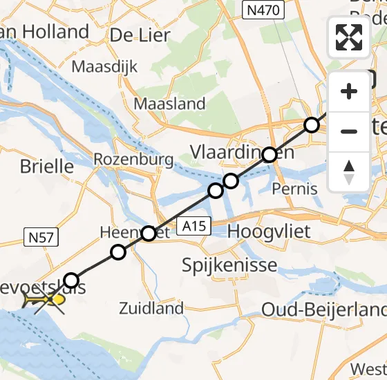 Vlucht Traumahelikopter PH-HVB van Rotterdam The Hague Airport naar Hellevoetsluis op zondag 6 oktober 2024 14:46