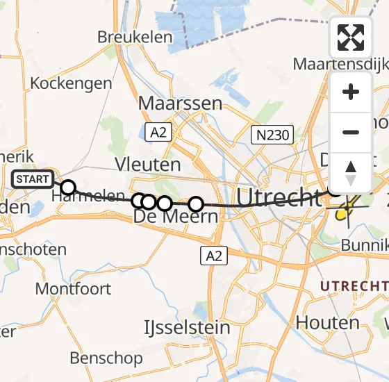 Vlucht Traumahelikopter PH-LLN van Woerden naar Universitair Medisch Centrum Utrecht op zondag 6 oktober 2024 15:22