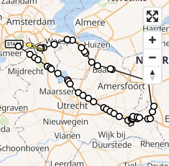 Vlucht Politiehelikopter PH-PXE van Aalsmeer naar Ouderkerk aan de Amstel op zondag 6 oktober 2024 16:07