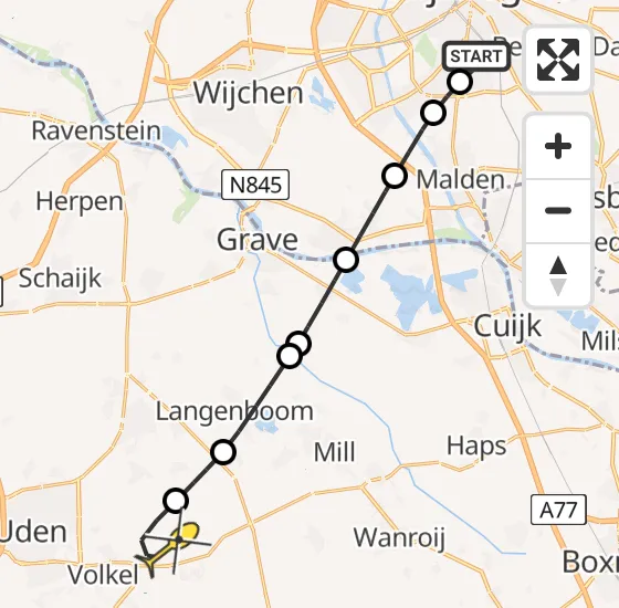 Vlucht Traumahelikopter PH-DOC van Radboud Universitair Medisch Centrum naar Vliegbasis Volkel op zondag 6 oktober 2024 16:13