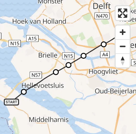 Vlucht Traumahelikopter PH-HVB van Stellendam naar Rotterdam The Hague Airport op zondag 6 oktober 2024 16:45