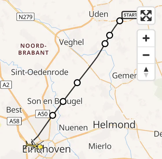 Vlucht Traumahelikopter PH-DOC van Vliegbasis Volkel naar Eindhoven op zondag 6 oktober 2024 16:49