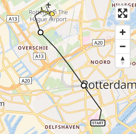 Vlucht Traumahelikopter PH-HVB van Erasmus MC naar Rotterdam The Hague Airport op zondag 6 oktober 2024 17:26