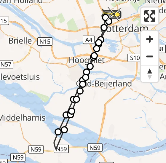 Vlucht Traumahelikopter PH-HVB van Rotterdam The Hague Airport naar Rotterdam The Hague Airport op zondag 6 oktober 2024 17:49