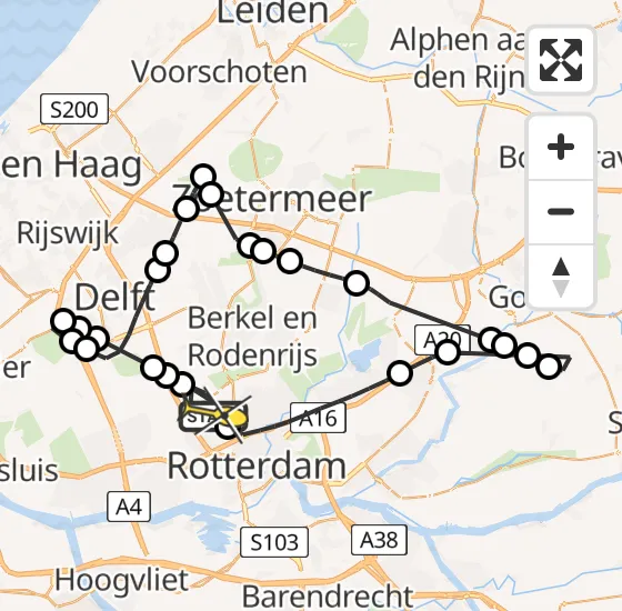 Vlucht Traumahelikopter PH-HVB van Rotterdam The Hague Airport naar Rotterdam The Hague Airport op zondag 6 oktober 2024 19:02