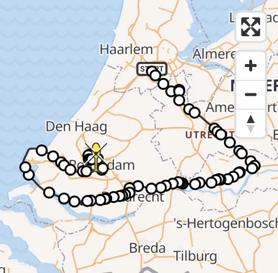 Vlucht Politiehelikopter PH-PXX van Schiphol naar Rotterdam The Hague Airport op zondag 6 oktober 2024 19:07