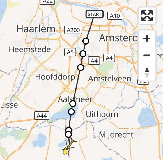 Vlucht Traumahelikopter PH-LLN van Amsterdam Heliport naar Ter Aar op zondag 6 oktober 2024 20:14