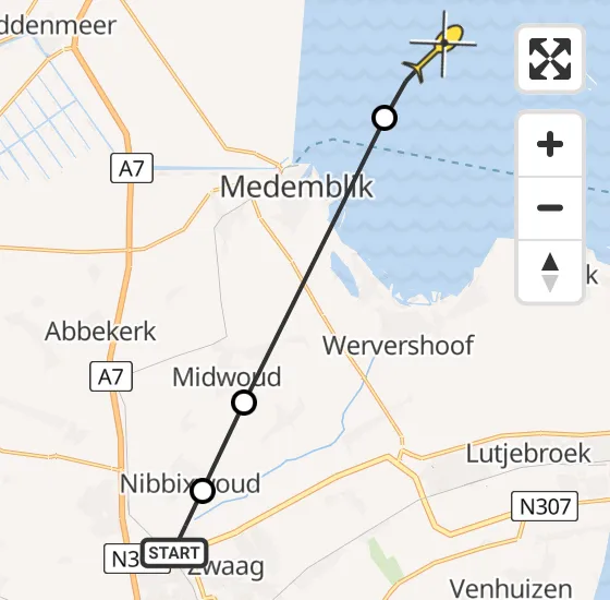 Vlucht Politiehelikopter PH-PXE van Zwaagdijk-West naar Medemblik op zondag 6 oktober 2024 20:19