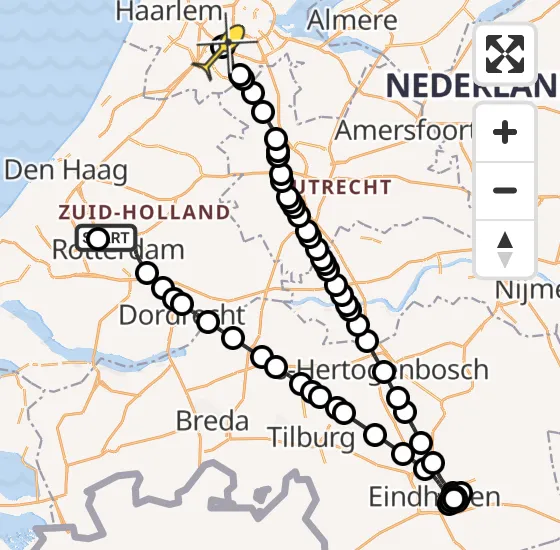 Vlucht Politiehelikopter PH-PXX van Rotterdam The Hague Airport naar Schiphol op zondag 6 oktober 2024 21:20