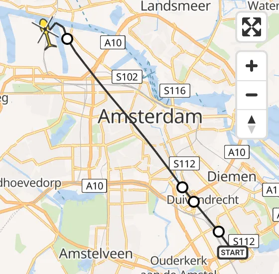 Vlucht Traumahelikopter PH-LLN van Academisch Medisch Centrum (AMC) naar Amsterdam Heliport op zondag 6 oktober 2024 21:49