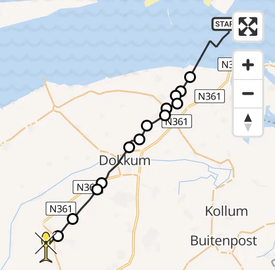 Vlucht Ambulancehelikopter PH-OOP van Schiermonnikoog naar Oentsjerk op zondag 6 oktober 2024 23:35