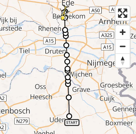 Vlucht Traumahelikopter PH-DOC van Vliegbasis Volkel naar Bennekom op maandag 7 oktober 2024 0:07