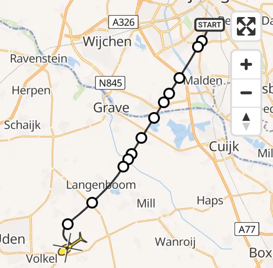 Vlucht Traumahelikopter PH-DOC van Radboud Universitair Medisch Centrum naar Vliegbasis Volkel op maandag 7 oktober 2024 1:27