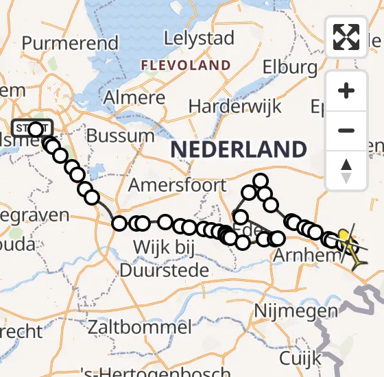 Vlucht Politiehelikopter PH-PXE van Aalsmeer naar De Steeg op maandag 7 oktober 2024 9:19