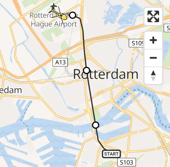 Vlucht Traumahelikopter PH-HVB van Rotterdam naar Rotterdam The Hague Airport op maandag 7 oktober 2024 11:14