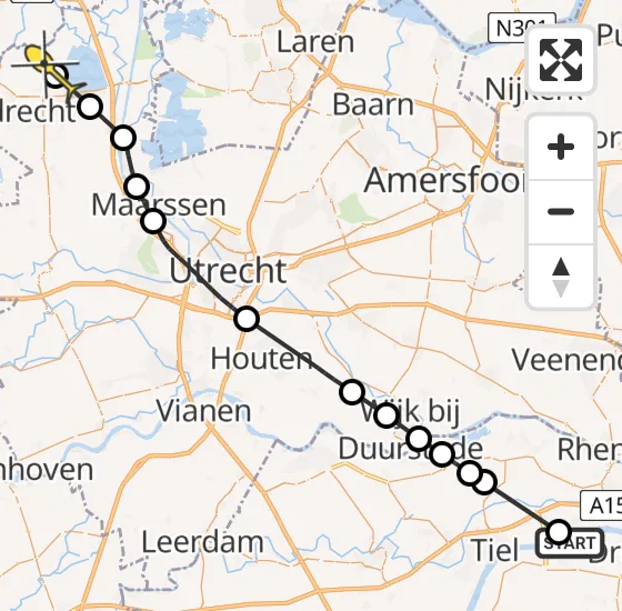 Vlucht Politiehelikopter PH-PXE van IJzendoorn naar Waverveen op maandag 7 oktober 2024 11:26