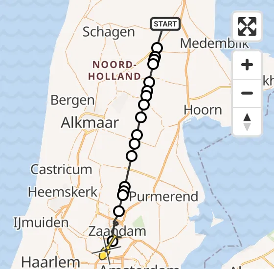 Vlucht Traumahelikopter PH-LLN van Middenmeer naar Amsterdam Heliport op maandag 7 oktober 2024 11:33