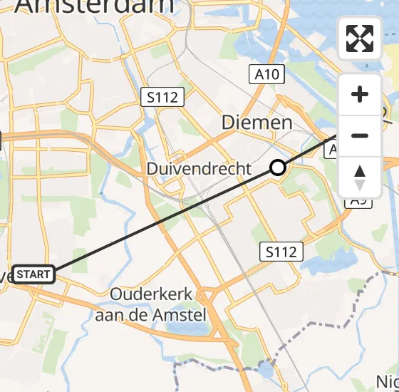 Vlucht Politiehelikopter PH-PXE van Amstelveen naar Amsterdam op maandag 7 oktober 2024 12:56